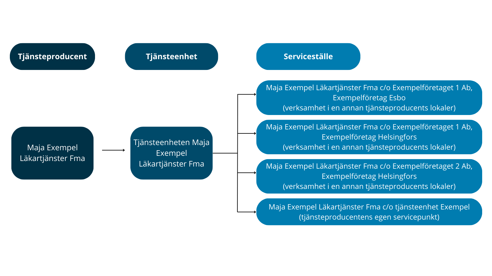 Vad avses med tjänsteproducent, tjänsteenhet och servicepunkt.